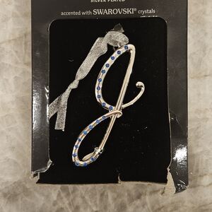 Swarovski Silver Brooch with Blue Crystal Highlights